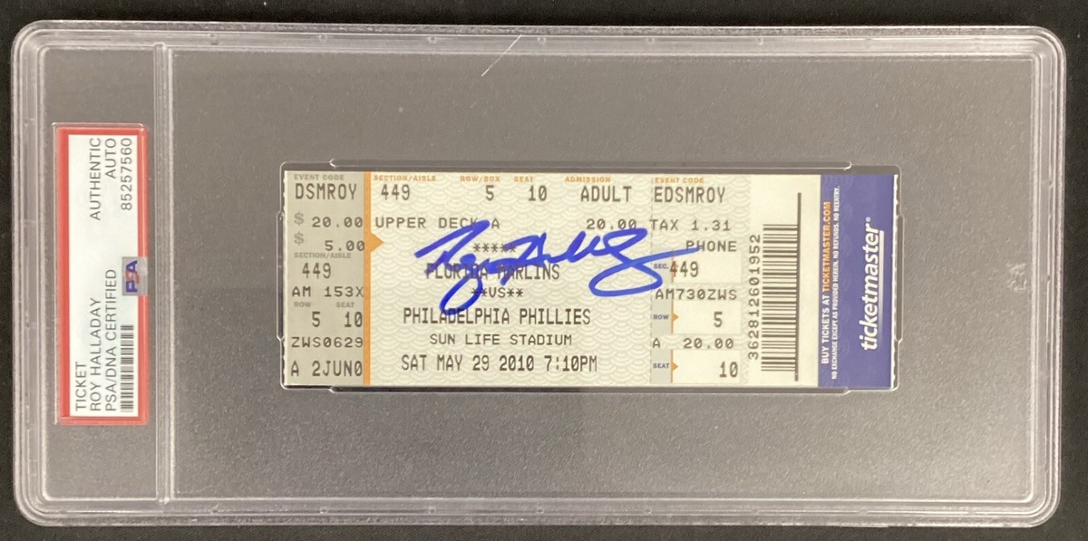 Roy Halladay Signed Ticket Full Perfect Game No Hits NLDS
