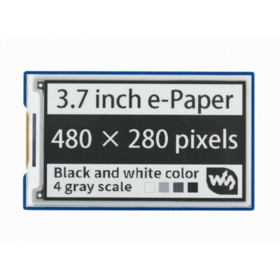 3.7inch e-Paper 480×280 Black White 4 Grey Scale e-Ink Display for Raspberry Pi
