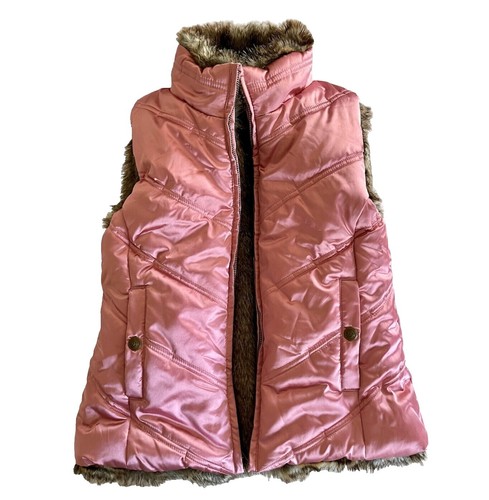 Gap Womens Short Puffer Down Vest Black Zip Detachable Hood Faux