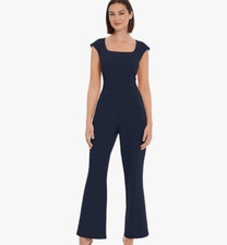 Donna Morgan womens Sleek Style Jumpsuit Office Workwear navy blouse size 0