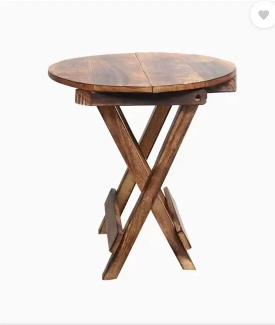 Creative Arts Rustic Wooden Round Folding Table – Portable and Versatile Design - Image 4 of 4
