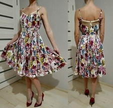 🆓US🛃 D&G SS2011 Dolce&Gabbana mimosa floral Printed pleated corset Dress IT 42