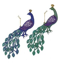 Kurt Adler T0905 4.5" Acrylic Peacock Ornament Set of 2