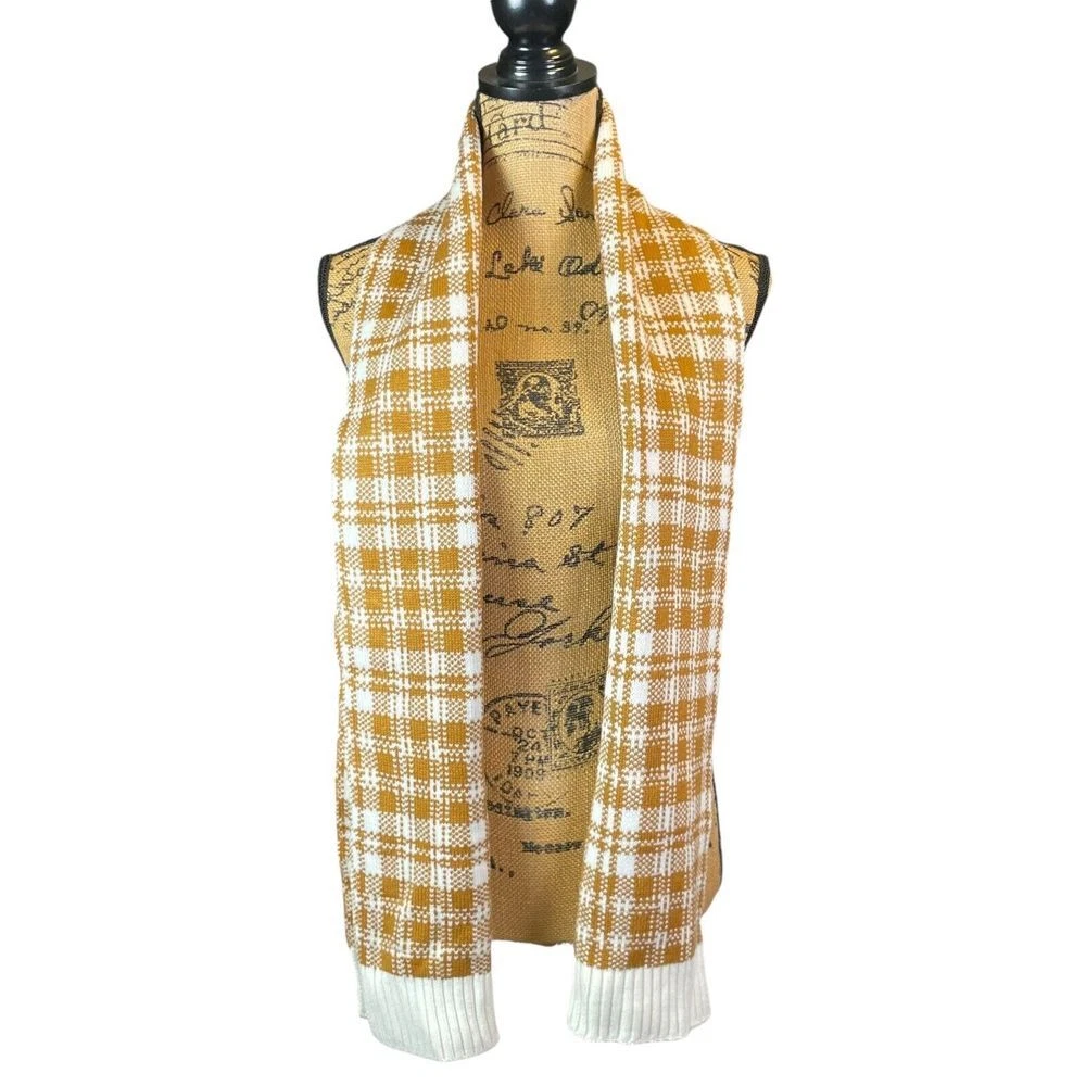 Timberland Scarf Buffalo Plaid Beige Fall Nature Needs Hero's Long 64X10 NWT