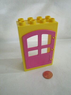Lego Duplo Yellow & Pink Large Door Window Pane Unit Building Block 2X4X6