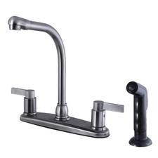 FB2754NDLSP 8" Centerset Kitchen Faucet with Sprayer, Black Stainless, Black
