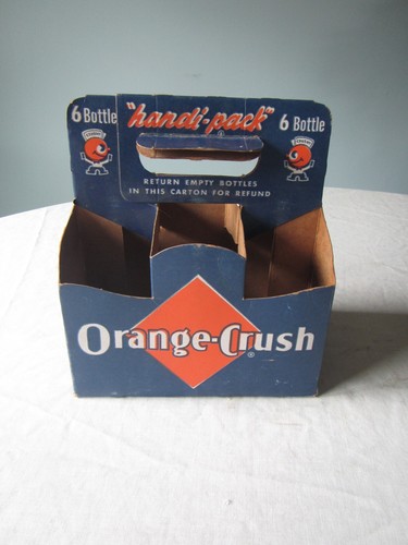 vintage 1950's Orange six pack carton- handipak with six 7 oz amber bottles. - Picture 6 of 14