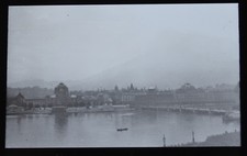 Glass Magic Lantern Slide Photo Switzerland Suisse Lucerne Bridge Newton & Co