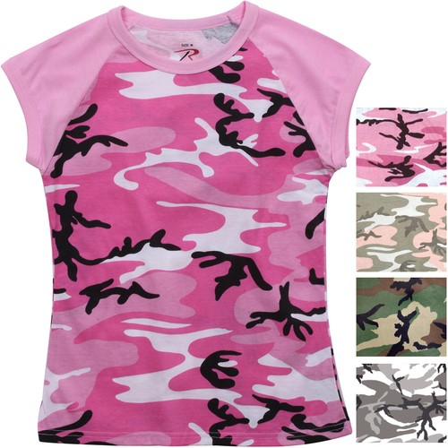 Womens Camo Raglan T-Shirt Ladies 