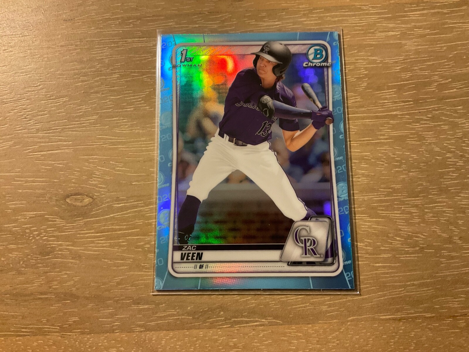 2020 Bowman Draft Zac Veen Sky Blue Refractor #BD-107 Colorado Rockies