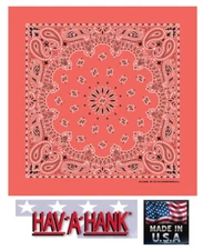 USA MADE Hav-A-Hank SALMON PINK Orange PAISLEY Bandana Neck SCARF Face Mask Head