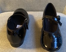 Tap Shoes Girls Sz 1 Black Buckle Low Heel