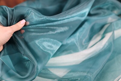 H/Green Crystal Sheer Organza Fabric By the Yard 405