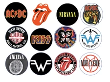 set of 12 Rock Band Mix edible paper dessert toppers, cupcakes, cookies, oreos