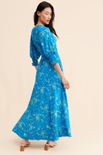 Free People Printed String of Hearts Maxi Dress in Blue Size XS RRP $188