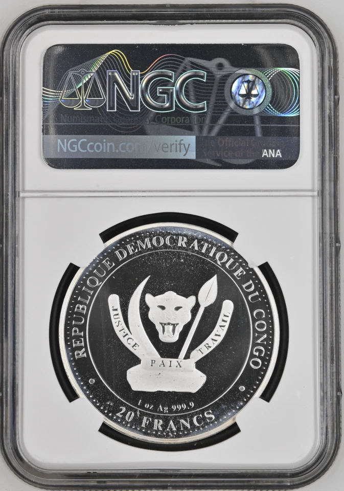 2023 CONGO D.R. 20F  1 OZ $2 PREHISTORIC LIFE - DUNKLEOSTEUS NGC MS69 FR SILVER - Image 2 of 4