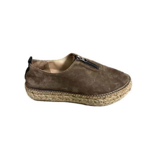 Eric Michael Anthropologie Serena Suede Tan Zip Detail Espadrilles- Size 8.5