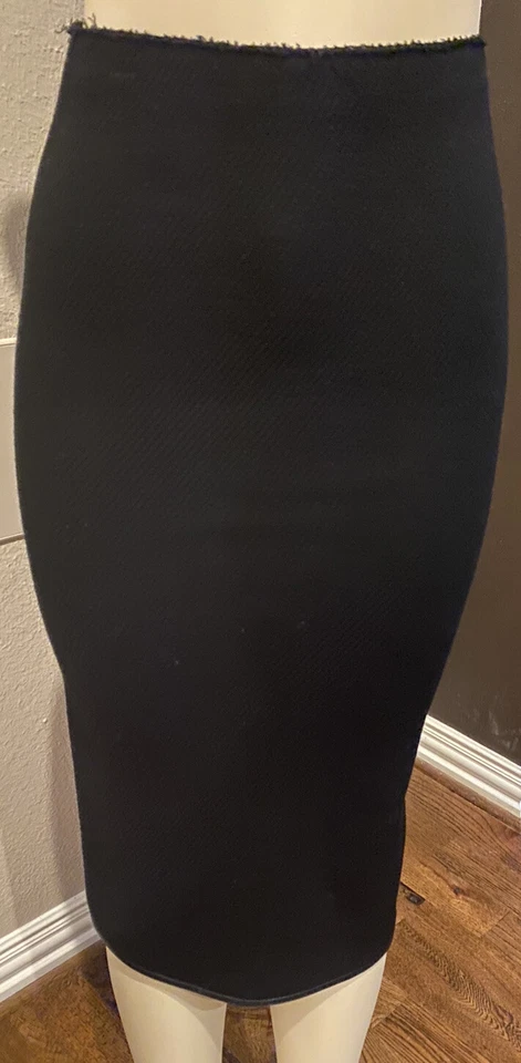 Falda lápiz Dsquared2 para mujer hasta la rodilla talla pequeña negra con cremallera dorada ribete de cuero