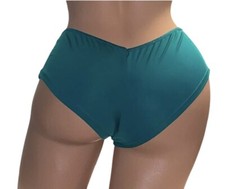 FREDERICK S OF HOLLYWOOD Teal Silky Lace Up Sides Nylon Panties M NOS
