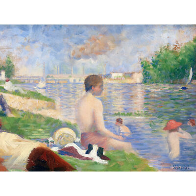 Seurat Abschlussstudie Badegäste Asnieres Impressionist Gemälde XL Leinwand Kunstdruck