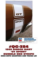 Ge-qg-384 1969 Dodge Dart Gt Sport Bumble Bee Stripe - Gt Sport Cutout - Licensd