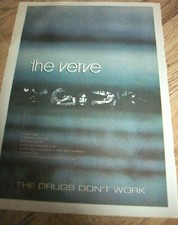 THE VERVE THE DRUGS DON'T WORK CD 1997 32cm X 22cm PRESS PAPER POSTER ORIGINAL