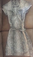 EXPRESS Women's Wrap Dress Size 2 Animal Leopard Black Gray Print Short Sleeve
