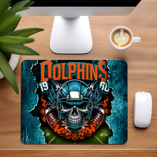Miami Dolphins Skull Custom Non-Slip Neoprene Mouse Pad Home Office