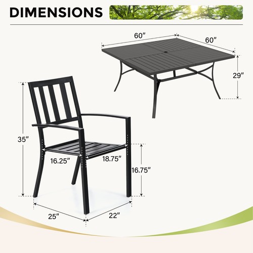 9 Piece Patio Dining Set Outdoor Table Chairs Set for 8 Person Stackable Chairs - Picture 13 of 13