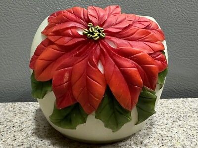 Ibis and Orchid 3.5  3D Texture Poinsettia Votive Candle Holder RARE Find in EUC