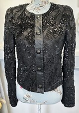 Ana Sousa Black Sequin Embellished Jacket Size 10 Occasion