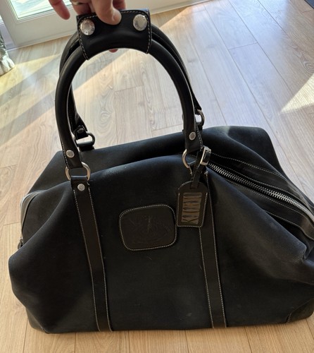 Vintage Large Ghurka Original Collection Black Twill Leather Luggage Duffle Bag - Picture 3 of 24