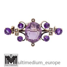 Jugendstil Brosche Silber Amethyst Flußperlen Saatperlen antik silver