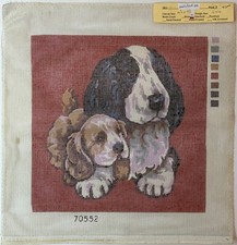 Hand-painted TWO DOGS large dog, small dog Needlepoint Canvas 11 3/4" x 12"