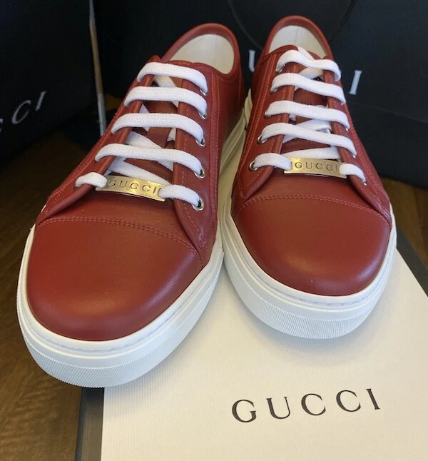 Baskets Gucci homme 423301 cuir rouge Miro logo doux taille Royaume Uni 7