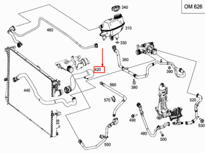 Mercedes-Benz C-class W205 Coolant Hose From Cooler to Distributor  