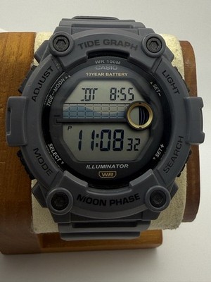 Casio WS1300H-8AV, Tide Graph/Moon Phase Resin Watch, 3 Alarms,10 Year Battery