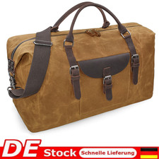 Herren Weekender Echt Leder Vintage Canvastasche Reisetasche Handgepäck