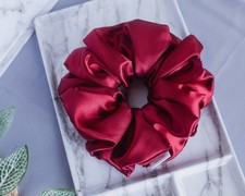 Jumbo Burgundy Satin Scrunchie Large Elastic for Thick Hair