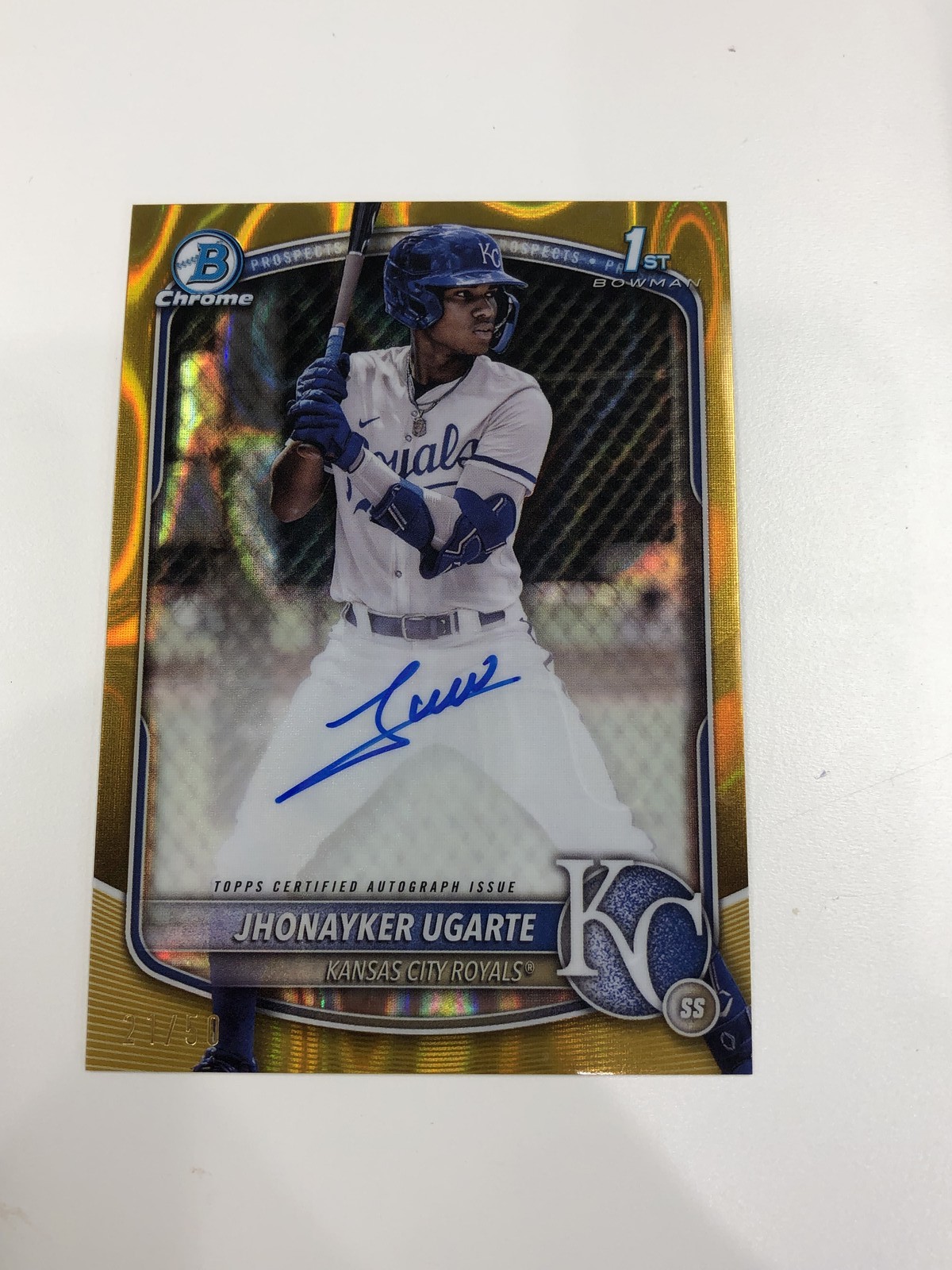 2025 Bowman Chrome Jhonayker Ugarte #CPAJU Gold Lava Refractor Autograph /50 1st