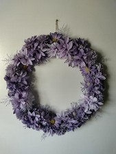 18" Floral wreath for front door in shades of purple/lavender