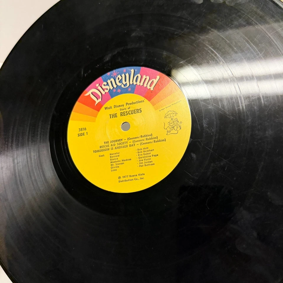 Walt Disney - The Rescuers LP рассказчик винил с книгой 3816 1977 - Изображение 4 из 4