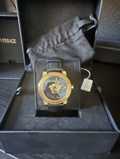 VERSACE WOMENS MEDUSA DECO GOLD 38MM LEATHER STRAP