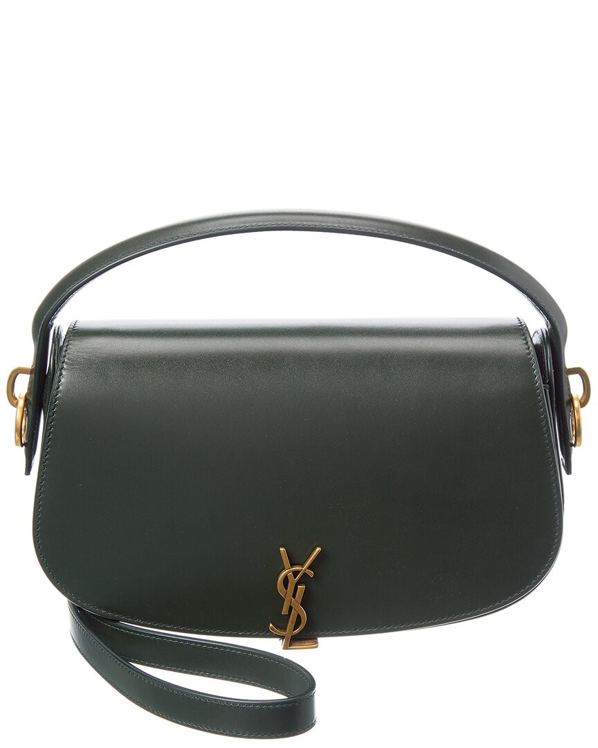 Borsa a tracolla Saint Laurent Voltaire Box in pelle da donna verde