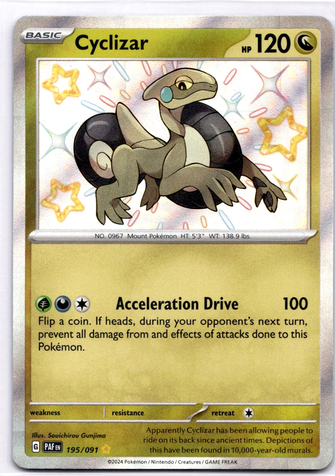 Pokemon TCG Cyclizar 195/091 Paldean Fates Shiny Baby Holo Rare