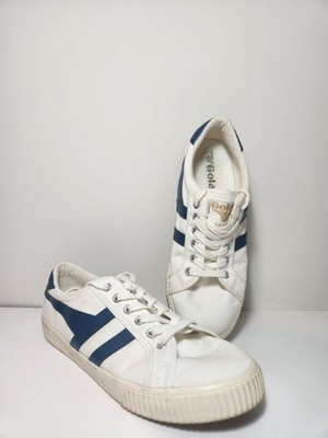Gola Shoes Mens 10 Tennis Mark Cox Sneakers White Blue Lace Up Low Top Comfort