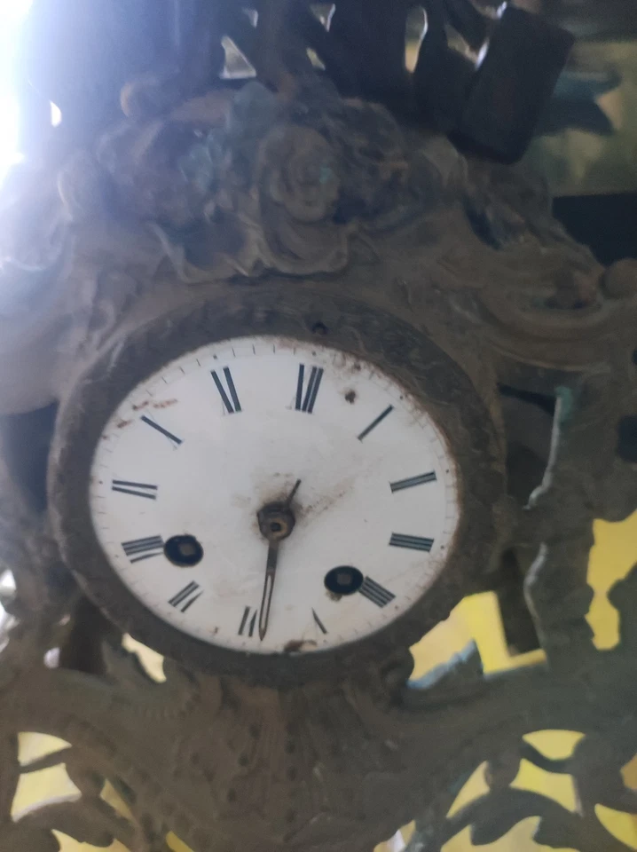 pendule ancienne régule et bronze pour pièces - Photo 2/4