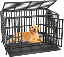 48 Inch Heavy Duty Dog Crate, Indestructible Escape-Proof Dog Kennel for High An