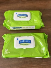 2 Medline FitRight Wet Wipes, 100ct Each 300 Count- 8" X 10" Clean Fresh 2024