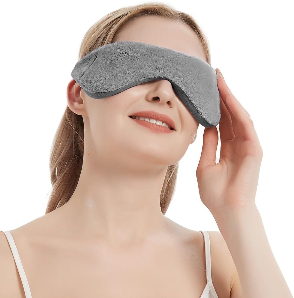 Microwaveable Heated Eye Mask for Moist Heat Therapy in Grey-image